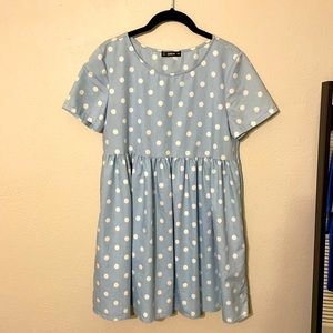 Blue polka dot dress